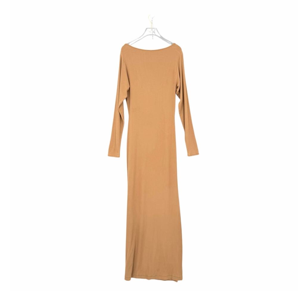 Skims Tan Ribbed Soft Lounge Bodycon Feminine Flirty Versatile Long Maxi Dress - Picture 7 of 9
